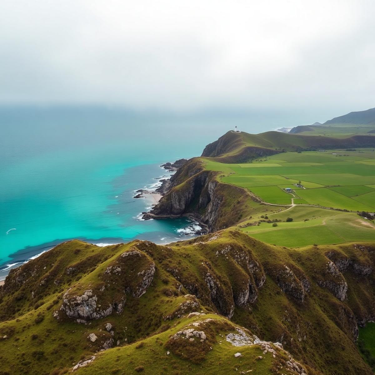 Aerial view of King Island's rugged coastline, Tasmania